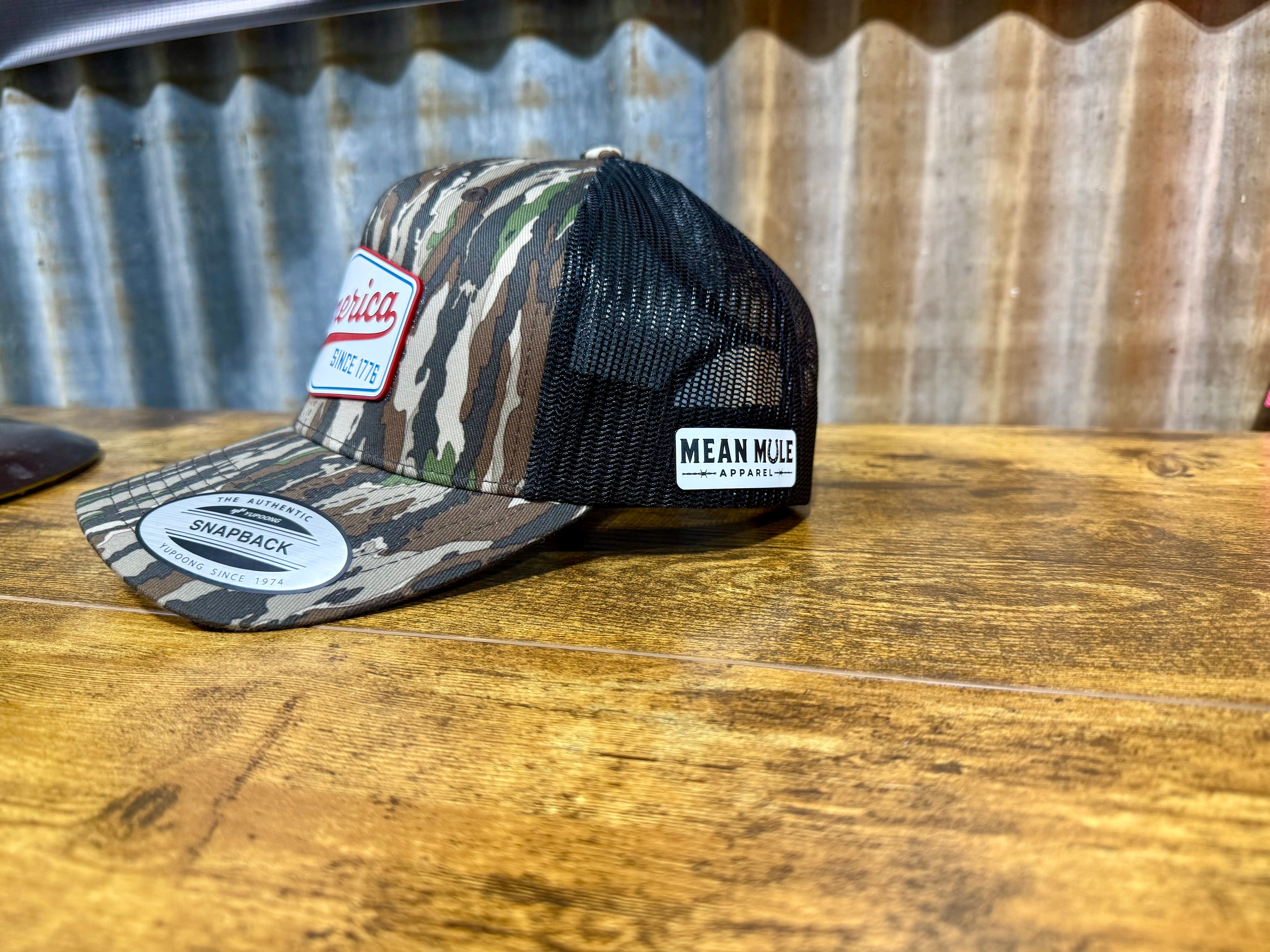 America Since 1776 Mossy Oak Bottomland Patch Hat | Mean Mule Apparel