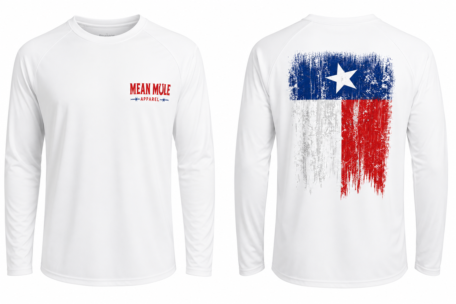 Texas Flag Mean Mule Performance Long Sleeve Shirt