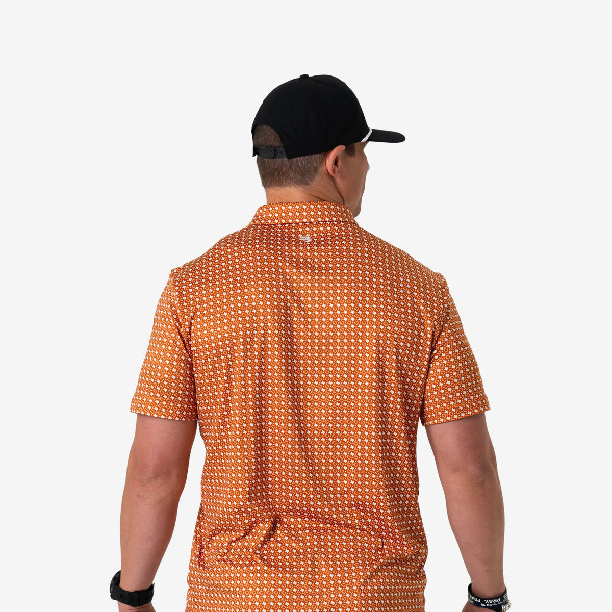 BURLEBO Performance Polo – Texas Orange & White