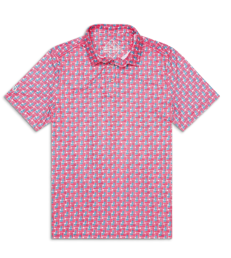 BURLEBO Performance Polo American Flag Print