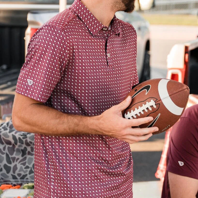 BURLEBO Performance Polo – Texas Maroon