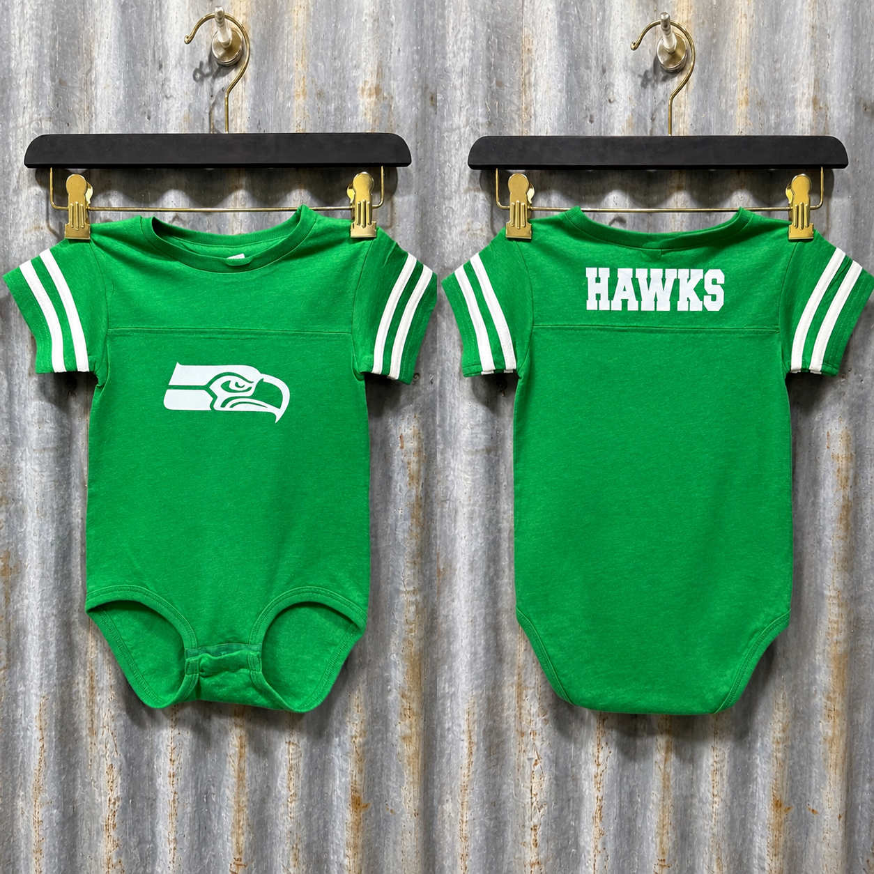 Wall Hawks Baby Football Onesie – Green Infant Game Day Bodysuit