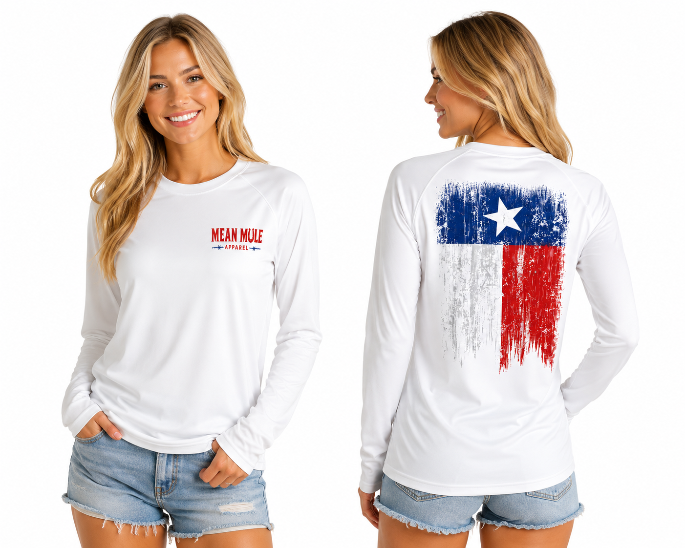 Texas Flag Mean Mule Performance Long Sleeve Shirt 