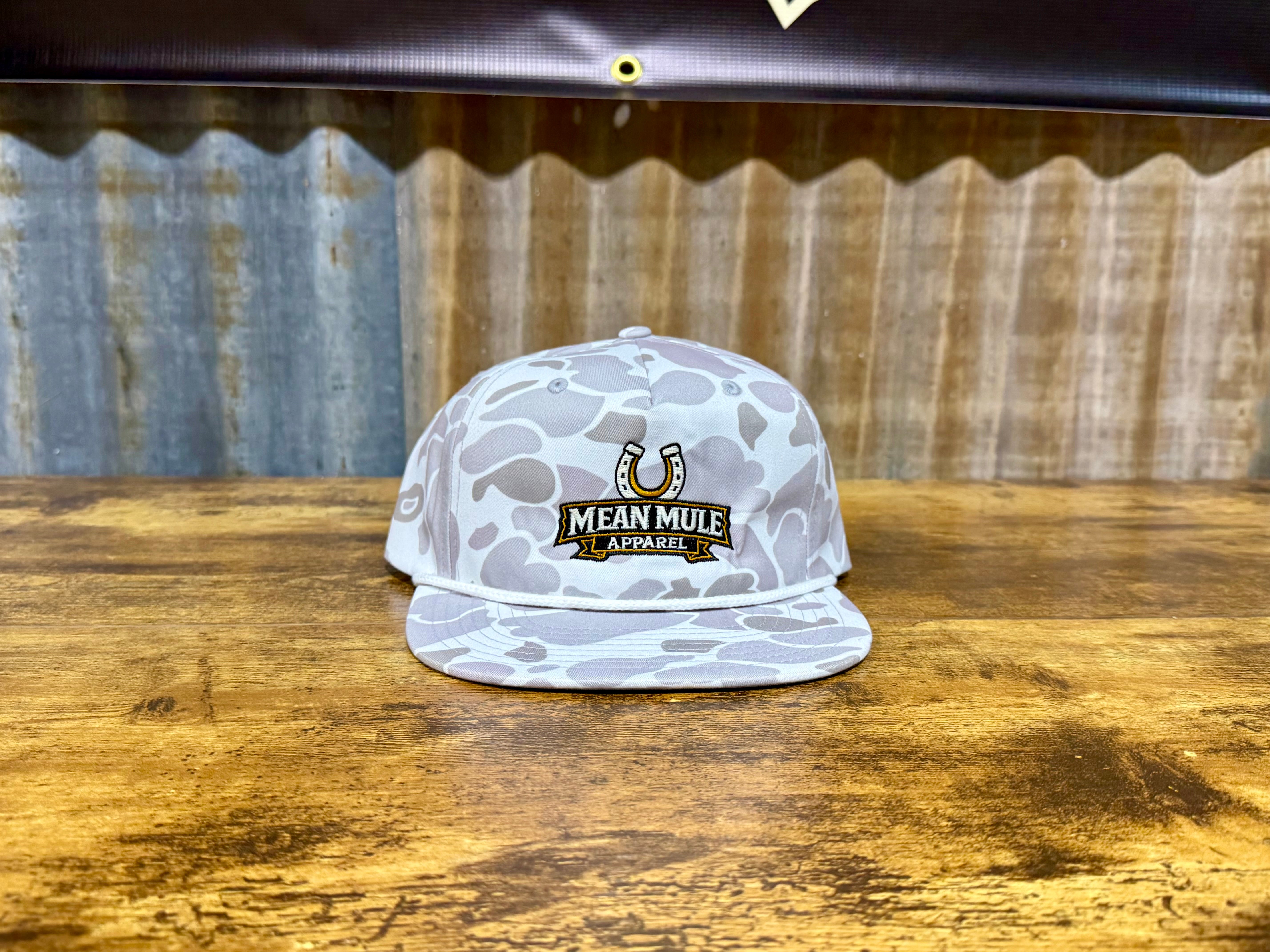 Mean Mule Apparel Blizzard Duck Camo 256P Hat – Horseshoe Logo Edition
