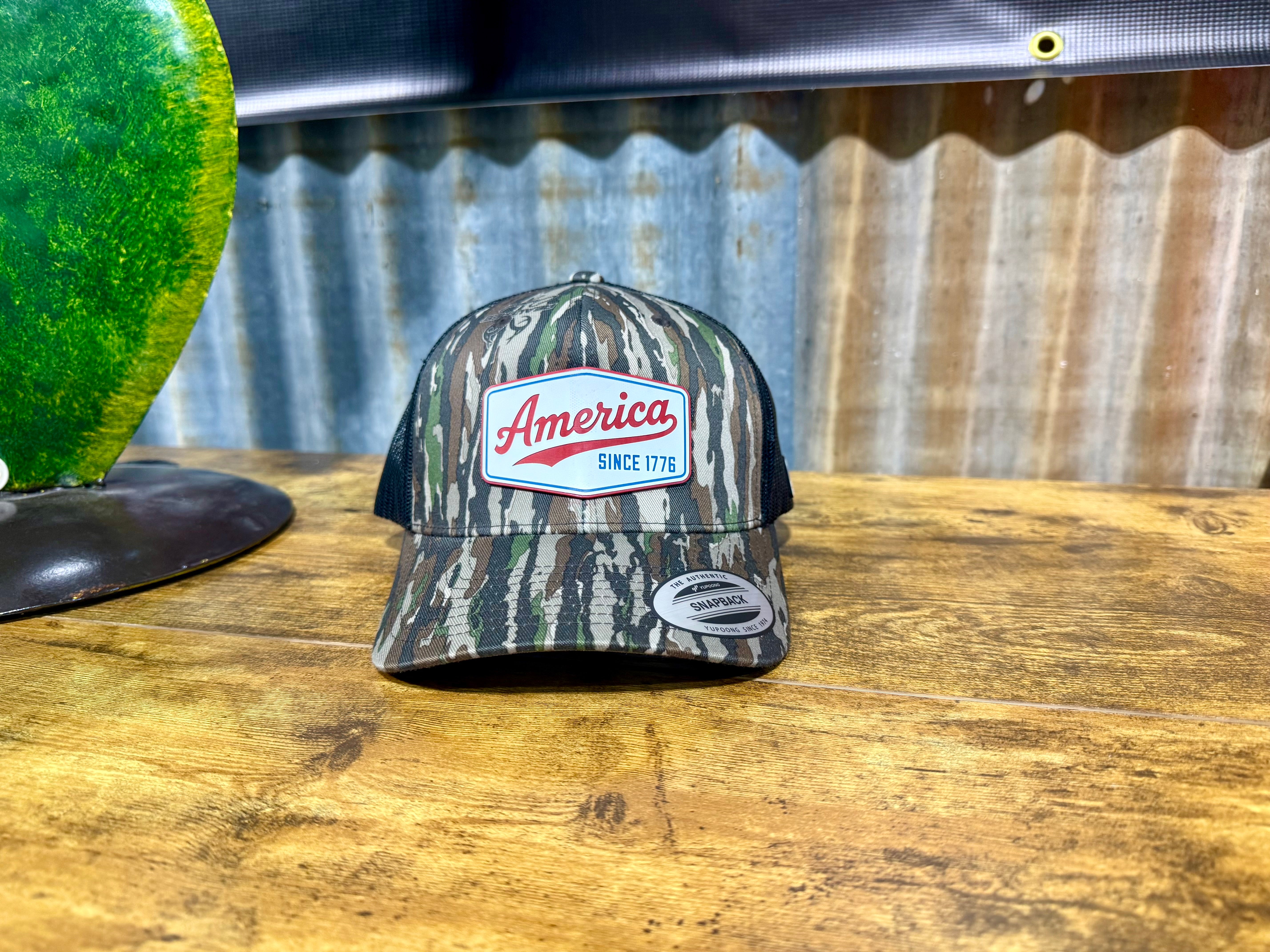 America Since 1776 Mossy Oak Bottomland Patch Hat | Mean Mule Apparel
