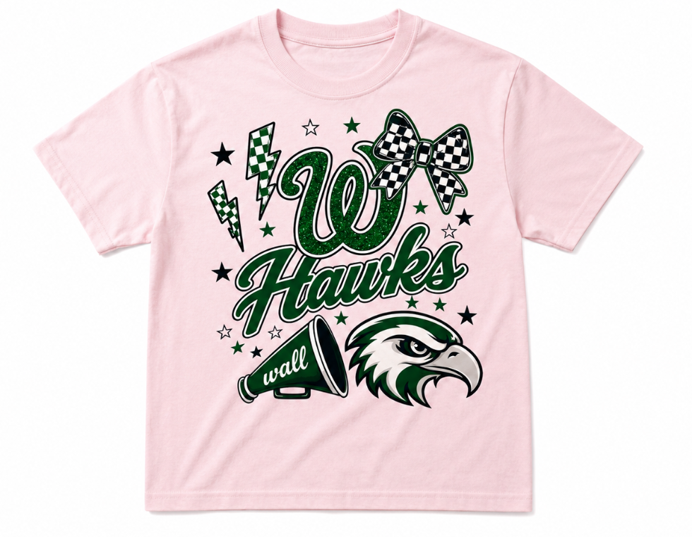Wall Hawks Youth Cheer T-Shirt | Pink Spirit Tee