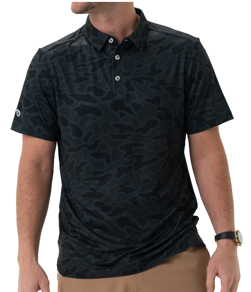 BURLEBO Performance Polo – Black Camo